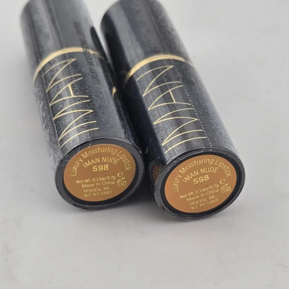 IMAN Luxury Moisturizing Lipstick 598 IMAN NUDE Set Of 2 Full Size 0.13oz New